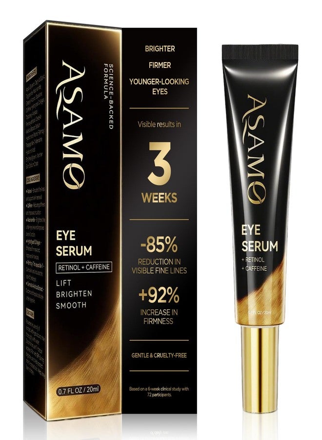 ASAMO Retinol&Caffeine eye serum, Fast Absorbing, Correction for Puffy Eye Bags Fine Lines Dark Circles Wrinkles, 48Hr Hydrating Under Eye Cream, 0.7fl.oz - Image 1